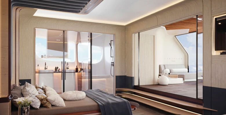 the Centouno Navi Eterea yacht has master suite access to the aft deck
