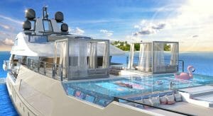 the Escapade yacht concept has a foredeck pool