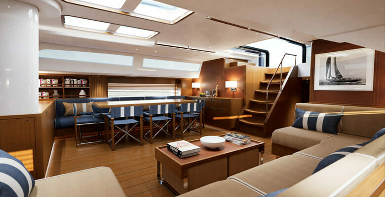 one option for the Swan 108 yacht interior