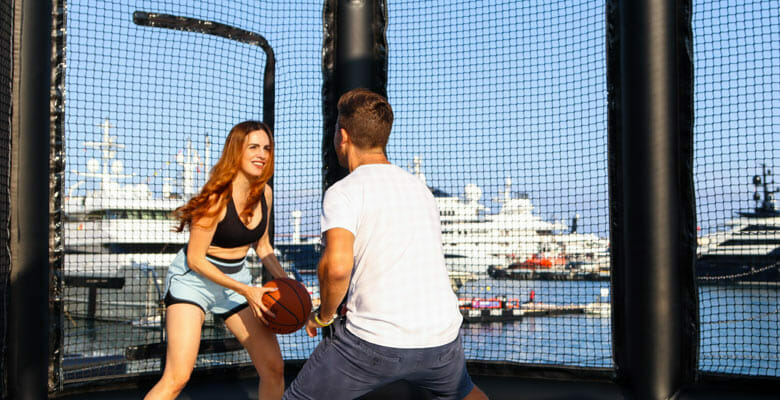 Superyacht Tenders & Toys makes inflatable games decks for basketball