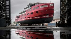 the launch of the Rossinavi yacht Akula